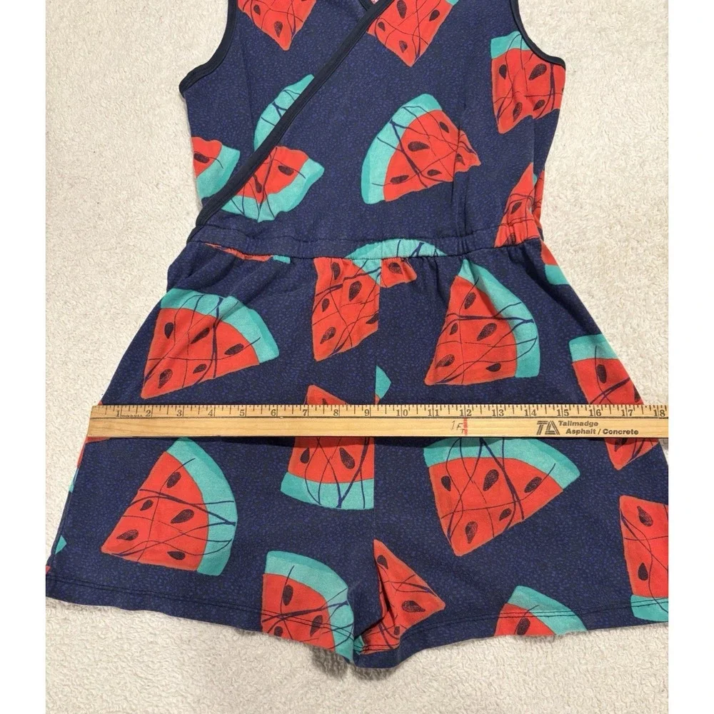 Tea Collection Sleeveless Cross-back Romper Kids S16, Wax Print Watermelon, Blue
